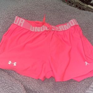 Womens hot pink underarmour shorts